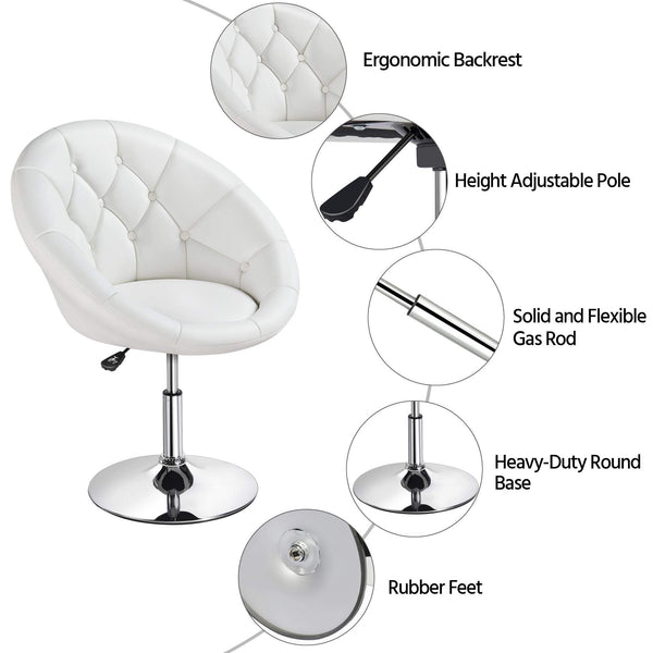 Yaheetech Swivel Vanity Chair Dressing Table Chair Comfy Vanity Stool for Bedroom Salon Make up Room, White