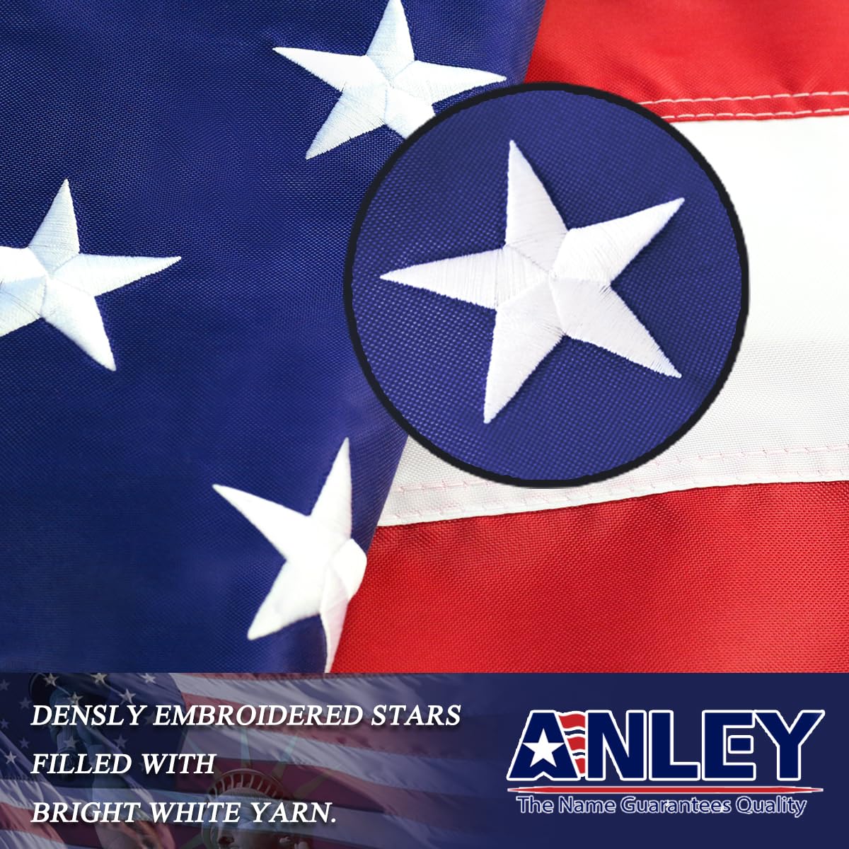 ANLEY EverStrong Series American US Flag 6x10 Foot Heavy Duty Nylon - Embroidered Stars and Sewn Stripes - 4 Rows of Lock Stitching - USA Banner Flags