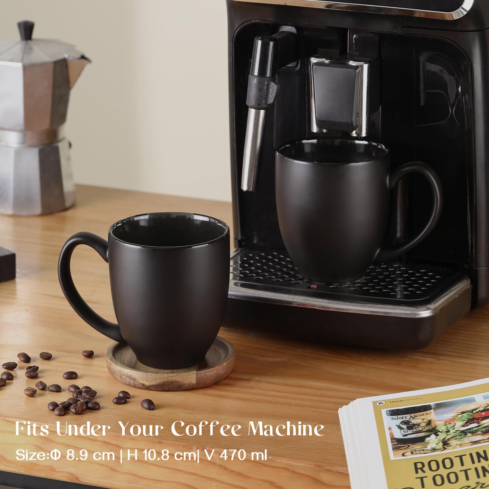 DOWAN 16 OZ Coffee Mug Set of 6, Coffee Mugs with Large Handles for Men, Women, Ceramic Cup for Coffee Tea Cocoa, Easy to Clean & Hold, Mugs for