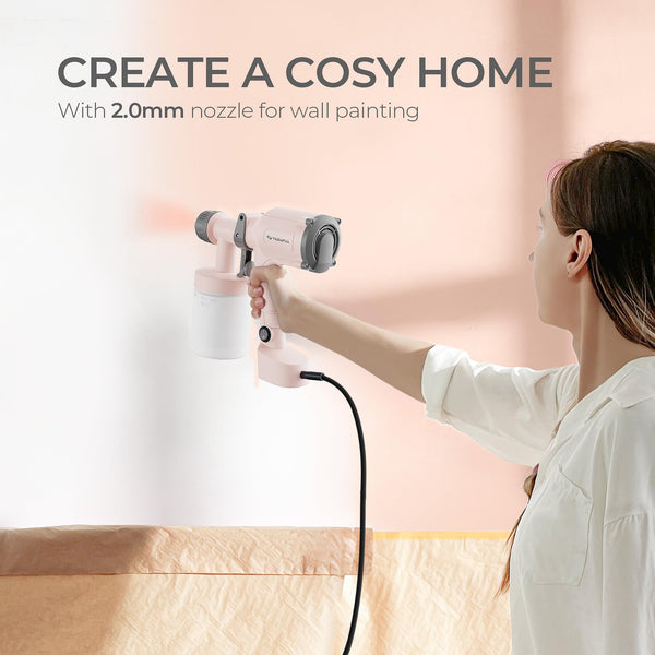 Tilswall Paint Sprayer, Ultra-Light Electric Paint Spray Gun with 600ml Detachable Cup, 2 Nozzles & 3 Patterns - Perfect for Fences, Sheds, Walls, Ceilings, Furniture, Cabinets, Garden & DIY, White