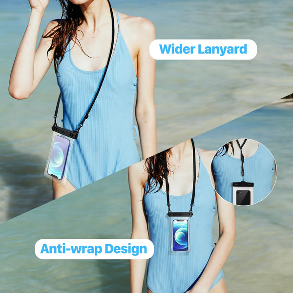 YOSH Waterproof Phone Pouch 2 Pack, 7 inch IPX8 Waterproof Phone Case for Swimming Travel Beach Trip Snorkelling Kayaking, Underwater iPhone Case for iPhone 16 15 14 Pro Max, Samsung S25 S24 Ultra