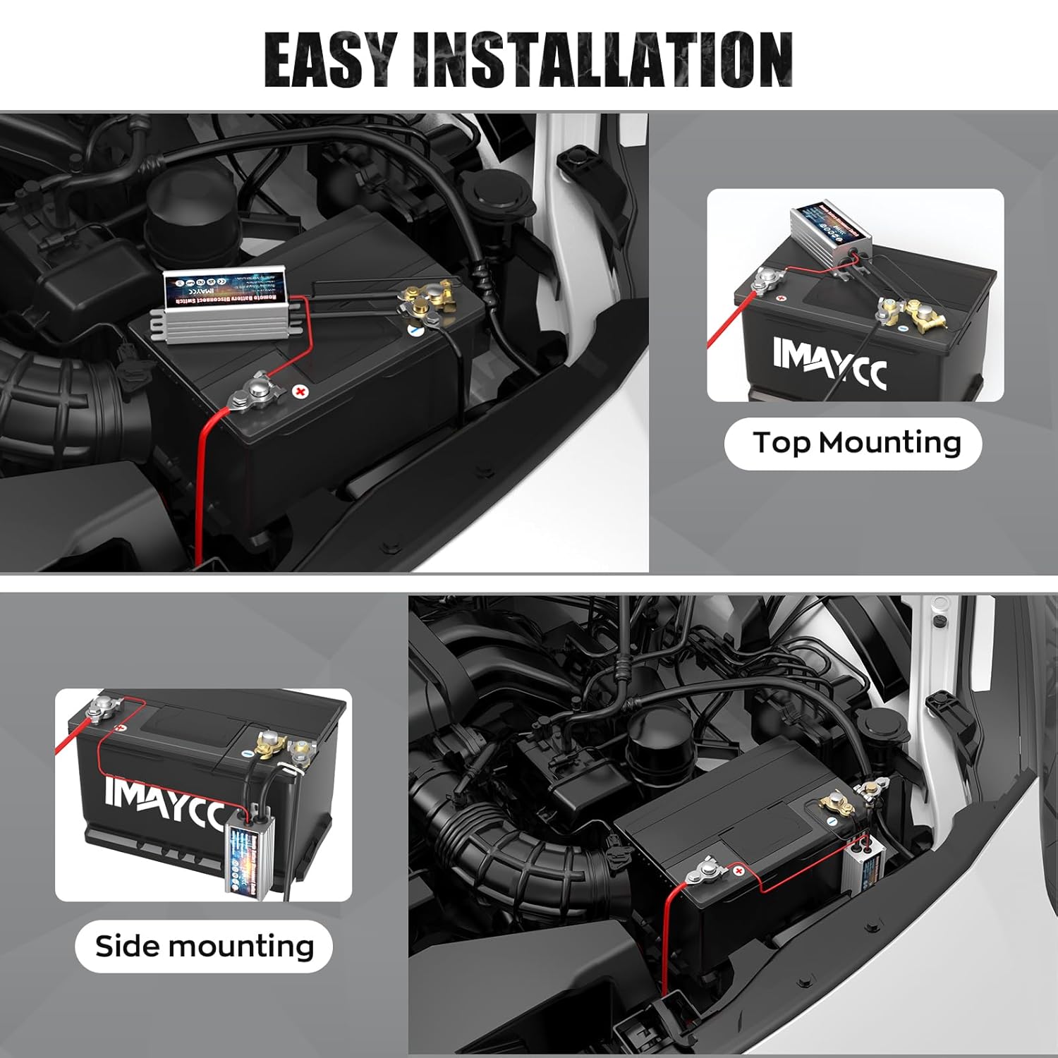 IMAYCC Wireless Kill Switch for Car, Remote Battery Disconnect Switch 12V 120A,Battery Cut off Switch 12v,Car Battery Isolator Switch Anti Theft, Automatic Cut/Shut Off Switch for RV, ATV,Truck, Boat.