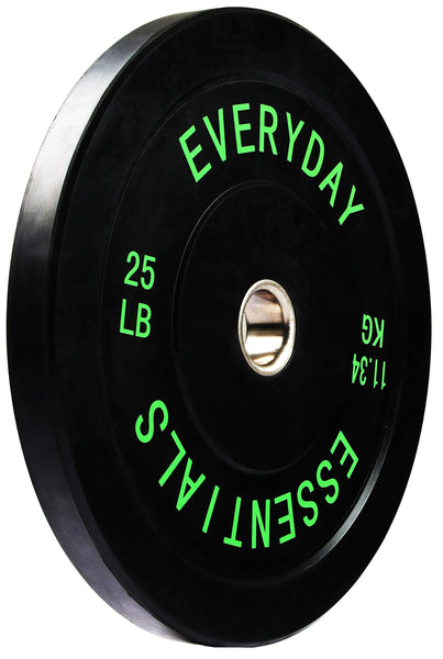 Everyday Essentials Color Coded Olympic Bumper Plate Weight Plate w Steel Hub, Single, Black