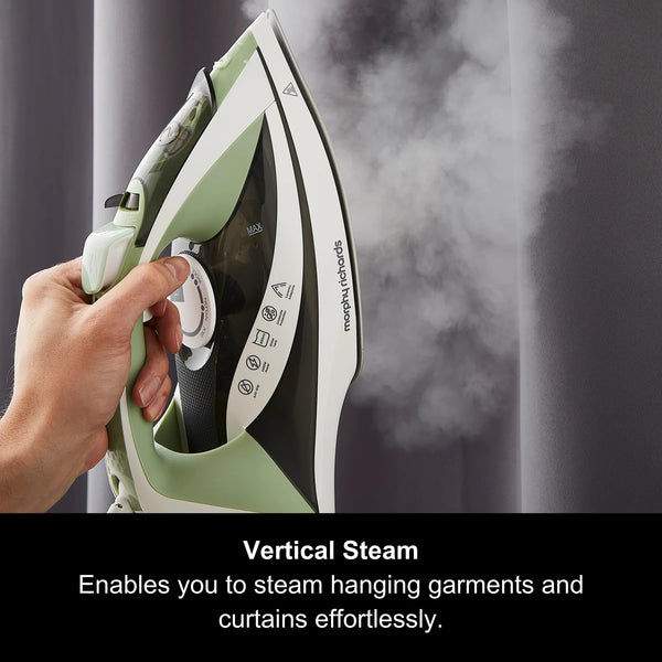 Morphy Richards Steamflow Turbo Steam Iron, Non Stick Ceramic Soleplate, 35g Output, Temperature Controls, Anti-Scale and Drip, 450ml Water Tank, 2.5M