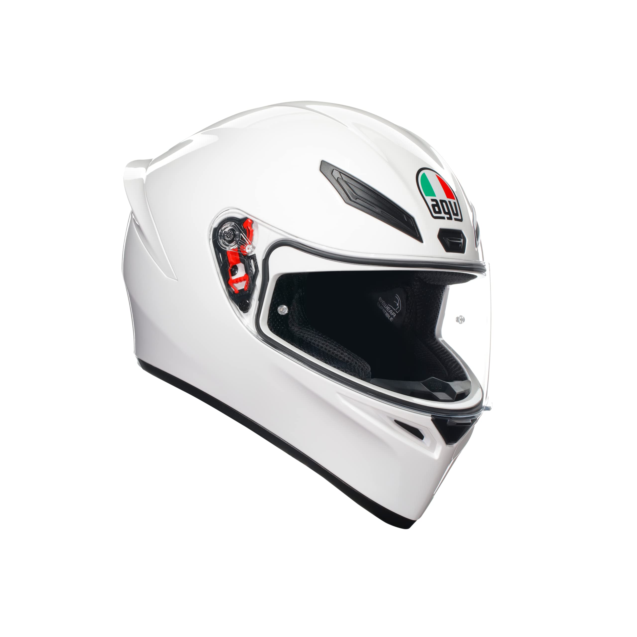 AGV - Helmet K1 S E2206, Full-face Motorbike Helmet, ECE, for Men, Racing Style with Spoiler, Air Intakes and Scratch Resistant Visor, 190° Field of View, with Intercom Ready, Black