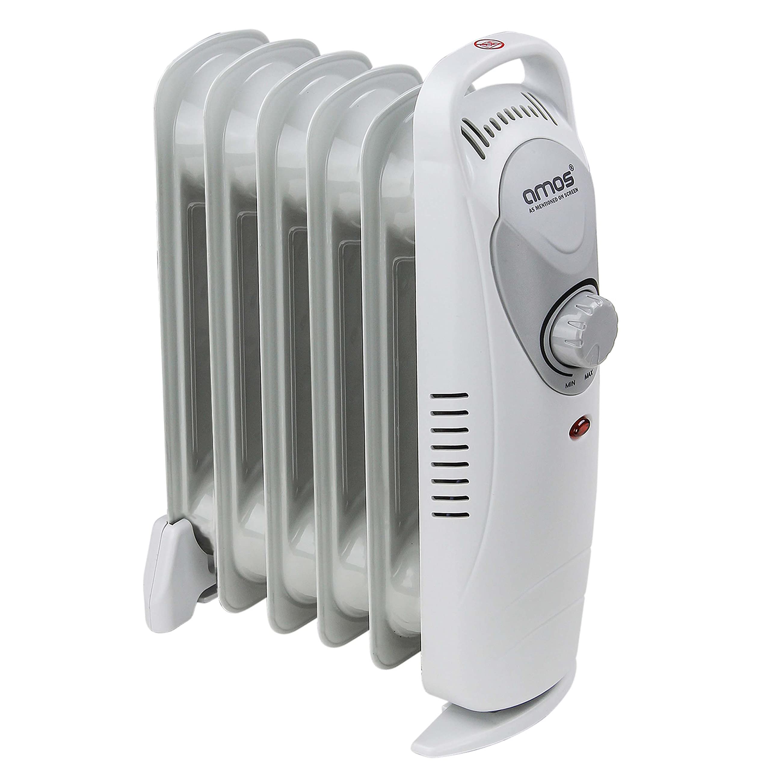 AMOS 1500W Electric Oil Filled Radiator Heater 7-Fin Portable Thermostat Heating Appliance with 3 Heat Settings, Safety Shut Off, and Power Indicator Light