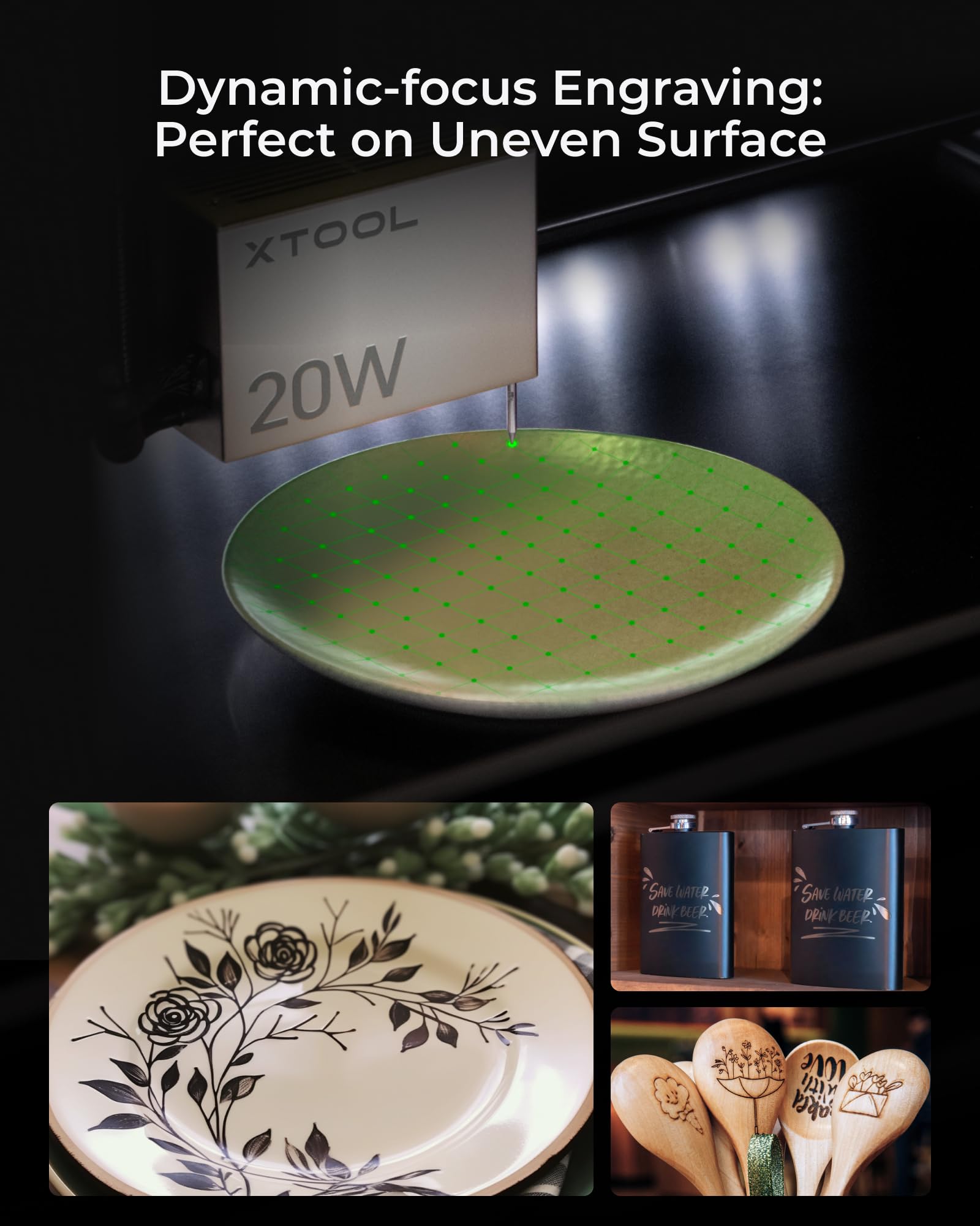 xTool S1 20W Engraving Machine with Riser Base & Honeycomb Working Sheet & Air Assit & RA2 Pro, Auto Focus, Enclosed Engraver and Cutter for Wood and Metal, Class I Safety CNC Machine