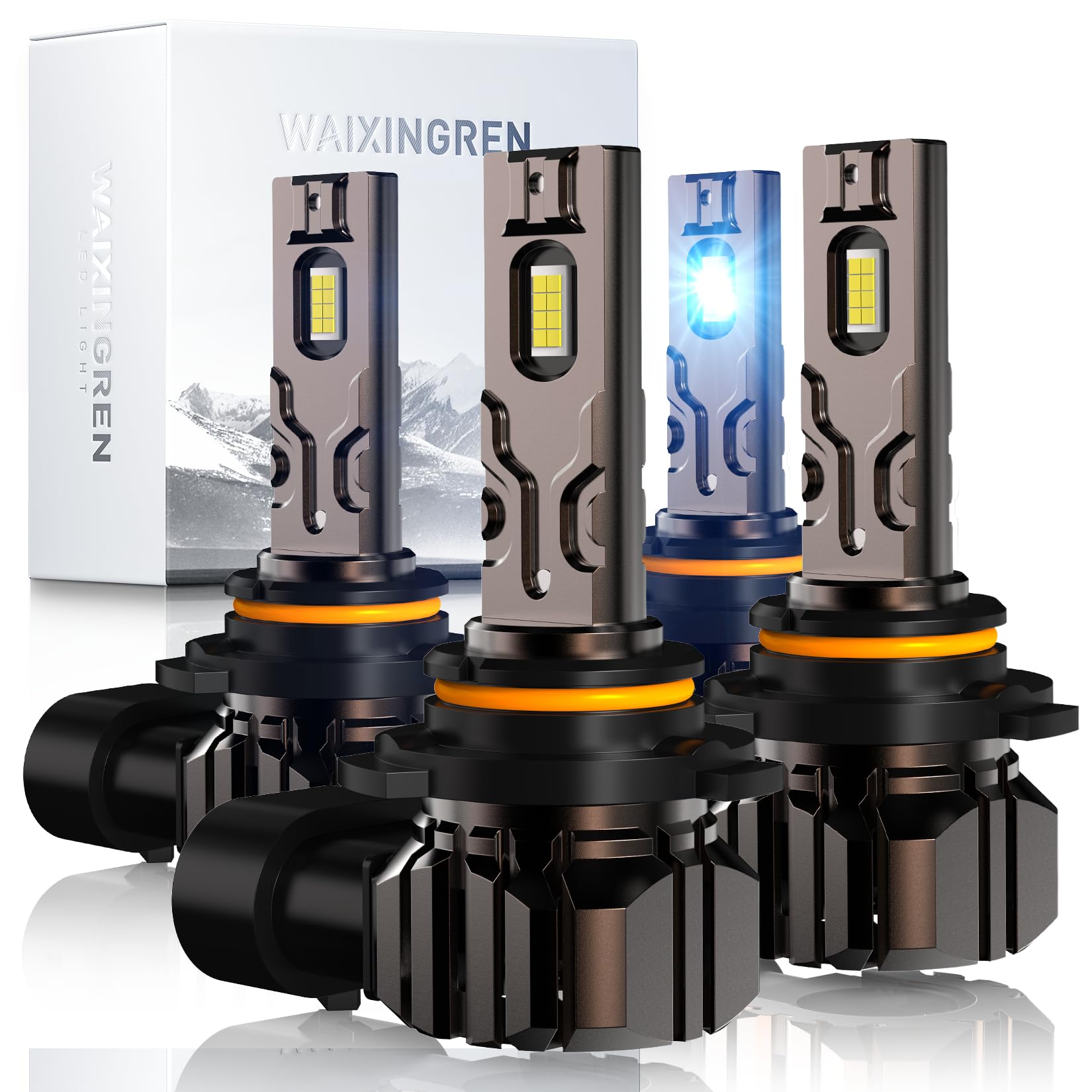 WAIXINGREN H4 Led Headlight Bulbs, 6500K Cool White, 60W 26000LM H4 Headlight Bulbs led with Fan, No Adapter Required, Plug and Play Easy Installation, Pack of 2 (H4/9003/HB2)