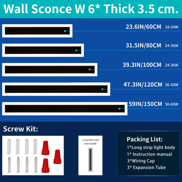 Mikeru 6500k Cool White Outdoor Wall Light, 150cm Modern Porch Wall Light, LED Vertical Long Acrylic Garden Fixture, IP65 Waterproof for Balcony, Living Room, Garage, Patio