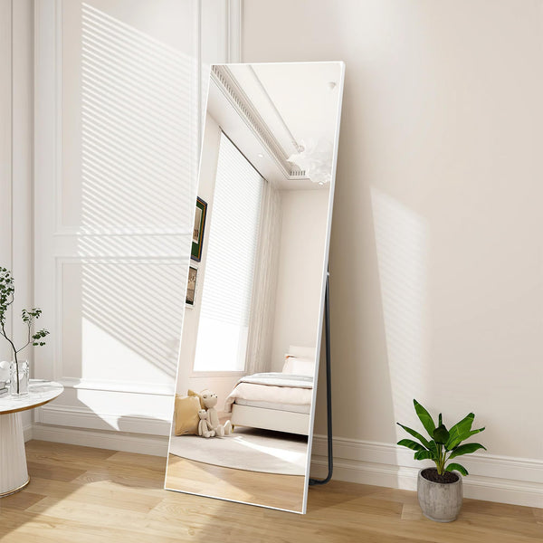 Hoikwo Full Length Mirrors 150x51 cm (59x20 inches),Standing Mirror with White Frame for Bedroom, Living Room or Bathroom