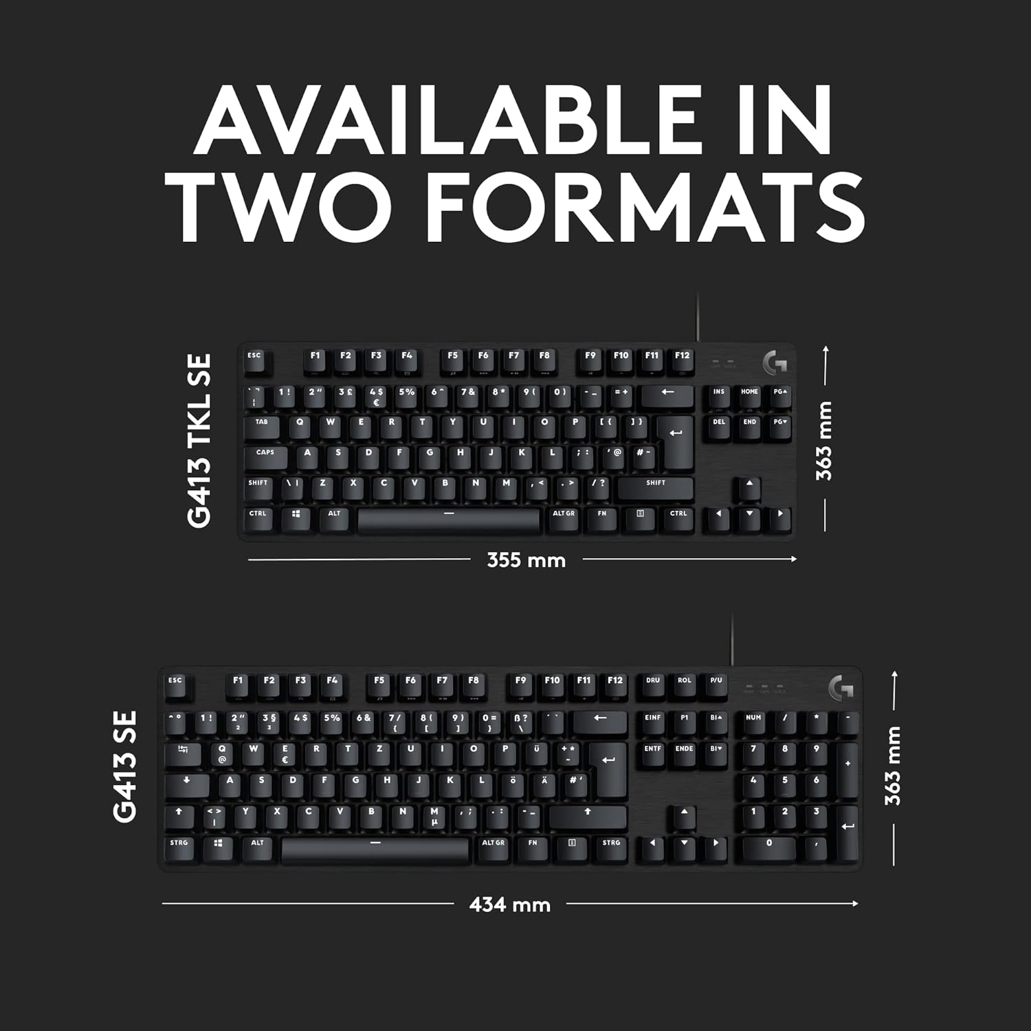 Logitech G413 TKL SE Mechanical Gaming Keyboard - Compact Backlit Keyboard with Tactile Mechanical Switches, Anti-Ghosting, Compatible with Windows, macOS, QWERTY UK English Layout - Black
