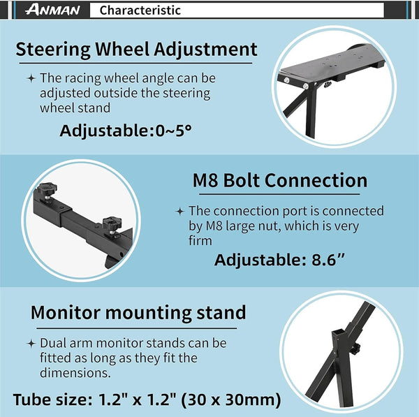Anman Racing Simulator Cockpit-A37 fit for Logitech G25/27/29/920/923 Thrustmaster T80 T150 T248 Steering Wheel Stand with Seat Gifts for Game Lovers without Wheel Pedal and Handbrake (Red)