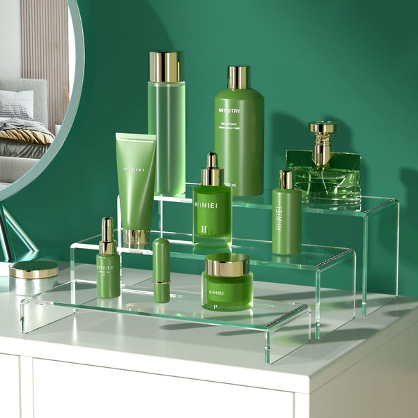 HIIMIEI Acrylic Display Risers, 2 Sets 6 Pcs 12" Large Acrylic Risers, Thickened to 5mm Clear Rectangular Display Stand for Cupcake Dessert Stand,