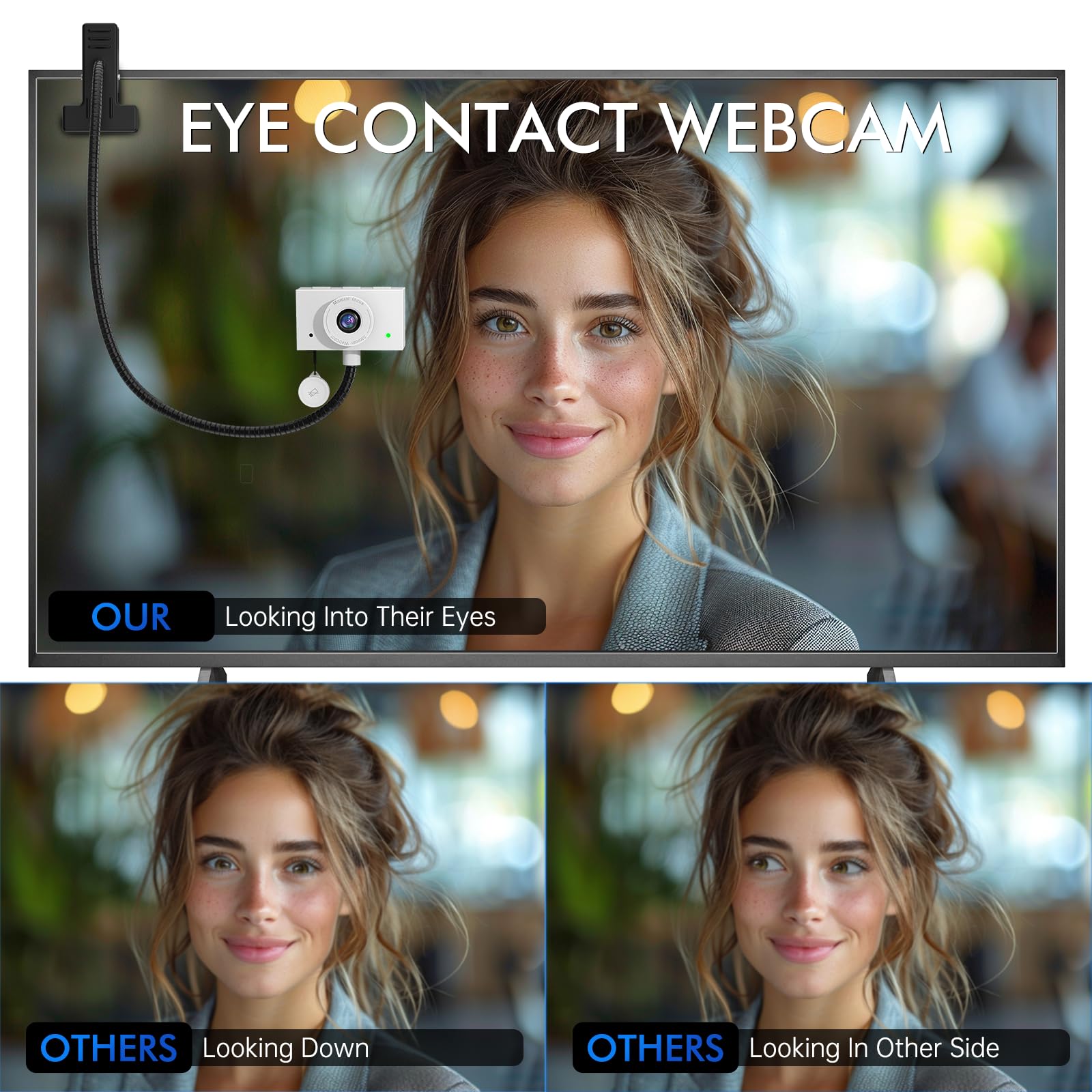 Danyesth Webcam for PC, Laptop Camera USB Webcam with Adjustable Gooseneck, Eye Contact 1080P Computer Camera for Presentation, Desktop Demo, Full-Body View, Video Call, Zoom, Teams, Skype (Black)