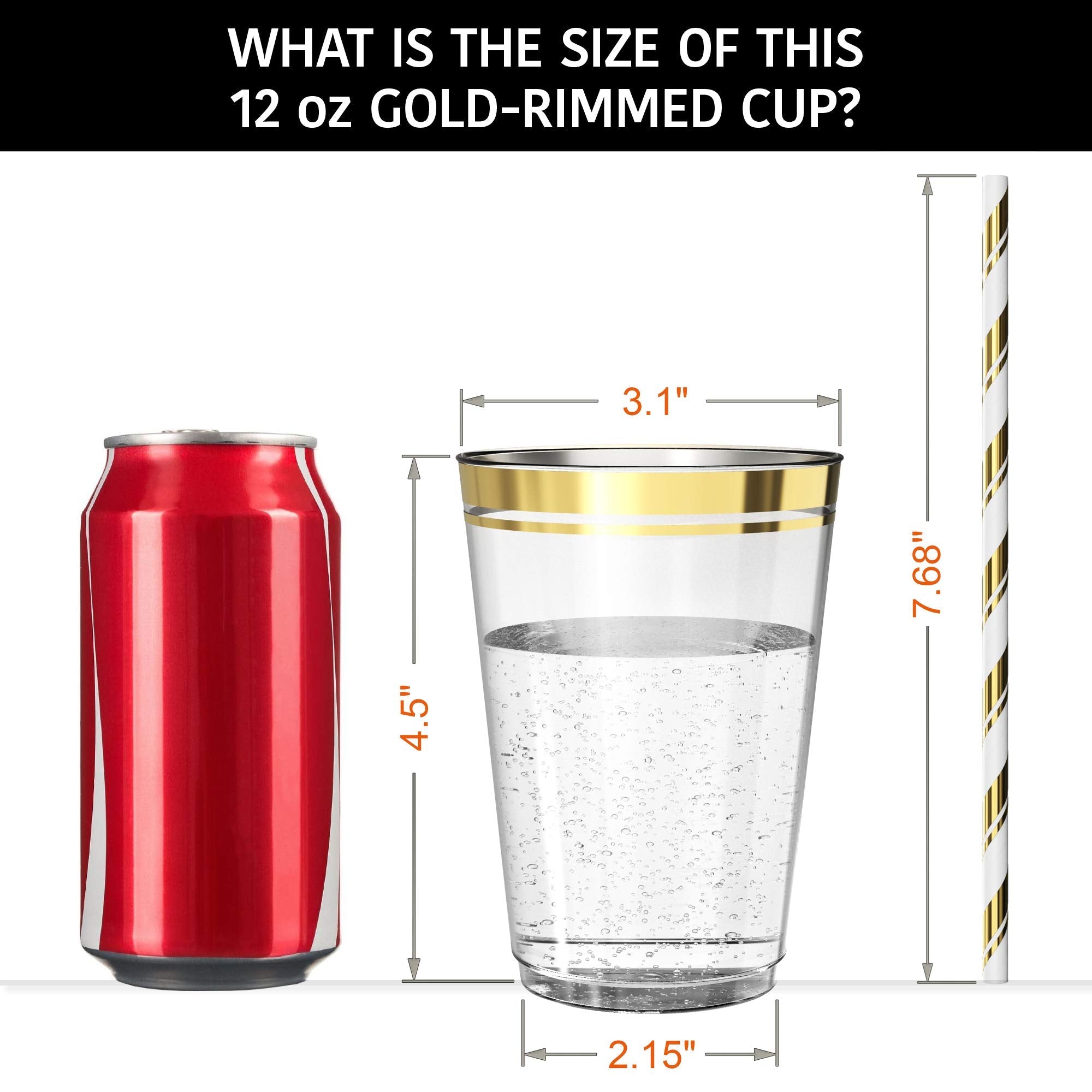 DLux 175 Pieces Gold Plastic Dinnerware Set for 25 Guests, (25 Forks, Knives, Spoons, Cups, Straws, Salad & Dinner Plates) for Wedding and Party,