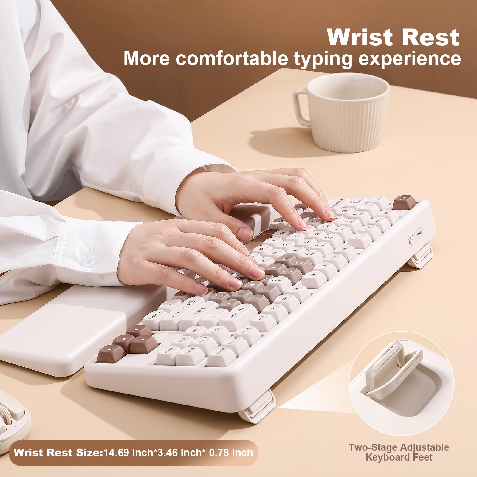 YUNZII B87 Wireless Mechanical Keyboard,QMK/VIA Software Custom Gaming,Gasket RGB Keyboard with Cute MOA Keycaps,Wrist Rest,BT5.0/2.4G/USB-C NKRO for Win/Mac (butter, milk v2 linear)