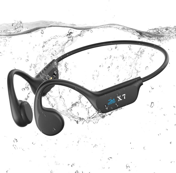 Guudsoud Swimming Headphones,Bone Conduction Headphones Bluetooth 5.3,IP68 Waterproof Open Earphones,Built-in MP3 Player 32G Memory, Wireless Sports Underwater Headphones for Swimming,Running,Cycling