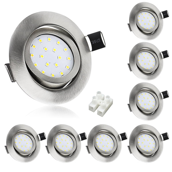 HiBay 8X Led Spot Lights for Ceiling 5w, 230V Ultra Slim Recessed Spot Lights Cool WhiteHole Size 72-80 mm, 40 Tilt Chrome Round Led Downlights for