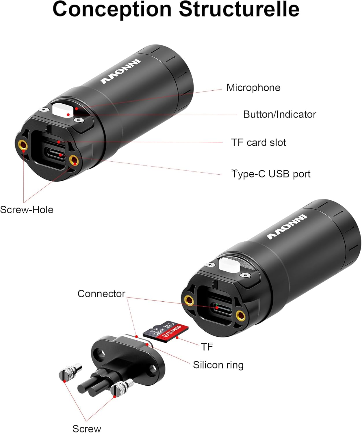 INNOVV K6 Motorcycle Dash Cam Dual Channel QHD 2K+1080P, IP67 Waterproof Mini Motocam with Wi-Fi, 120°Golden Angel, G-Sensor Detection, Support 256GB(SD Card not Included)