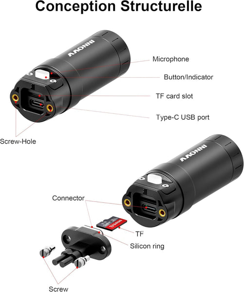 INNOVV K6 Motorcycle Dash Cam Dual Channel QHD 2K+1080P, IP67 Waterproof Mini Motocam with Wi-Fi, 120°Golden Angel, G-Sensor Detection, Support 256GB(SD Card not Included)