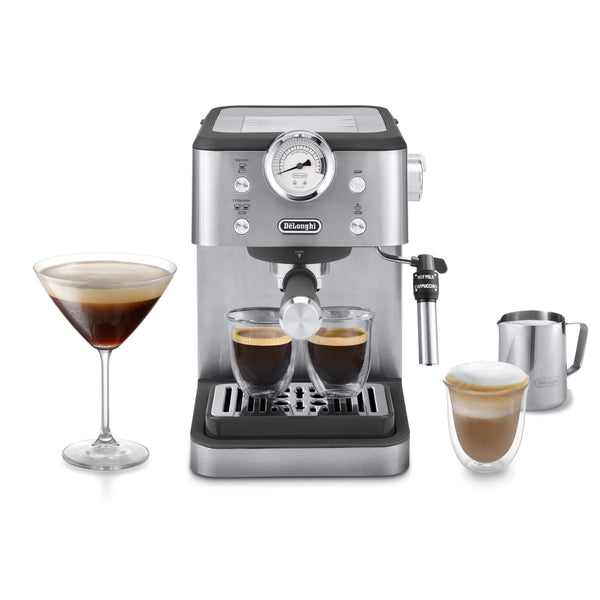 De'Longhi Manual Coffee Machine Stilosa EC260.CR, 15 Bar Pressure, Cappuccino System, Automatic Switch-Off, Compatible with ESE pods, 2 Level Tray, Capacity 1L Cream