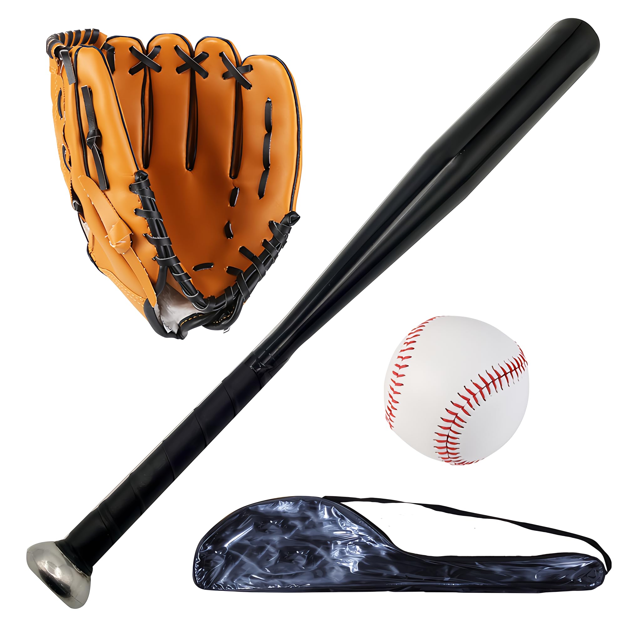 EASY BIG Softball Baseball Bat Set with Glove and Balls - 25 Inch/63cm Aluminum Bat for Pickup Games and Batting Practice
