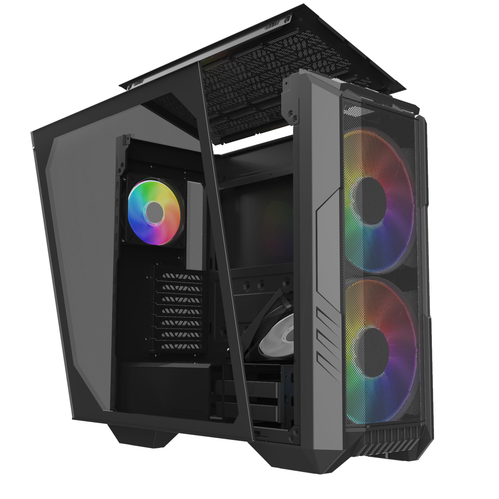Cooler Master HAF 700 PC Case - Full-Tower, E-ATX Compatible, 5 x Pre-Installed Fans, Rotatable Radiator Bracket, TG Side Panel, Tool-Free Design, ARGB Controller Included