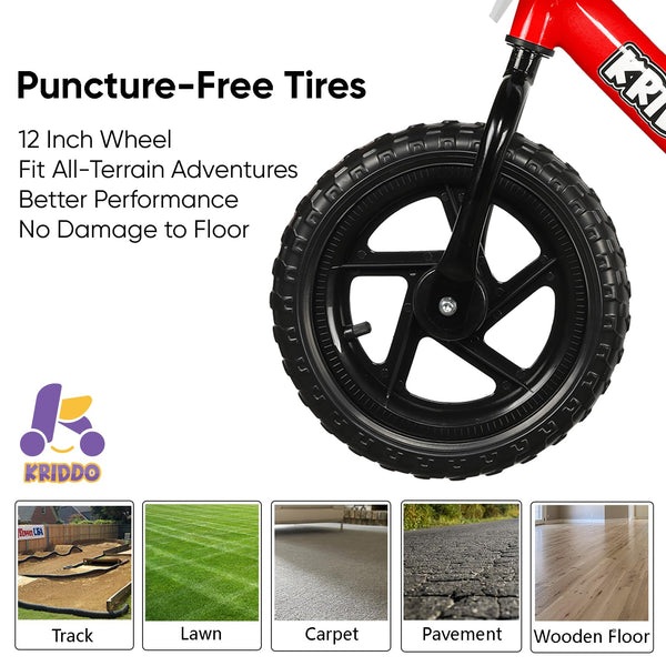 KRIDDO Toddler Balance Bike 2 Year Old, Age 18 Months to 5 Years Old, 12 Inch Push Bicycle with Customize Plate (3 Sets of Stickers Included), Gift Bike for 2-3 Boys Girls, Blue