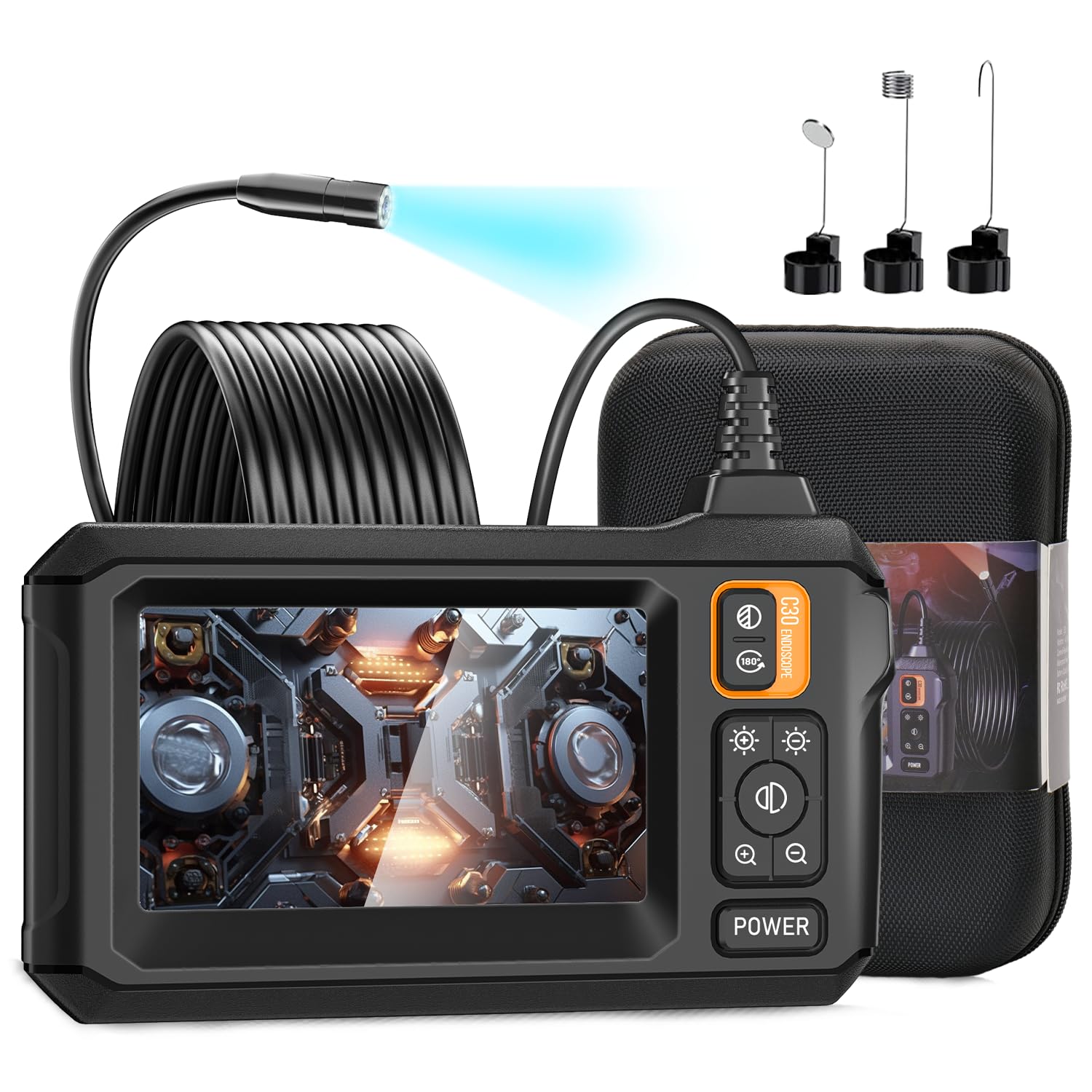 GOLDEGGS Two-Way Articulating Endoscope Inspection Camera with Light, IP67 Waterproof Flexible Snake Borescope Camera for Wall/Automotive/Sewer/Air Conditioner/Home Appliance Repair with (5.2FT/1.5M)