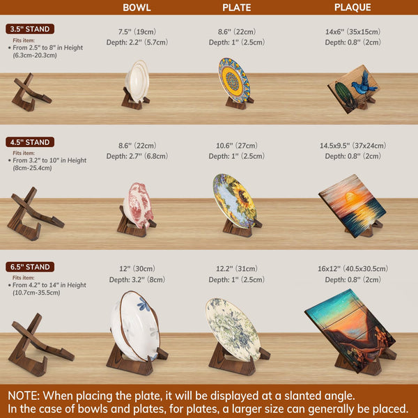 ANBOXIT Bowl Stands for Display, 3 Pack 6,5 Inch Plate Holder, Wooden Easel Frame Holder, Display Stand for Large Deep Platters and Dishes, 23 x 20 x