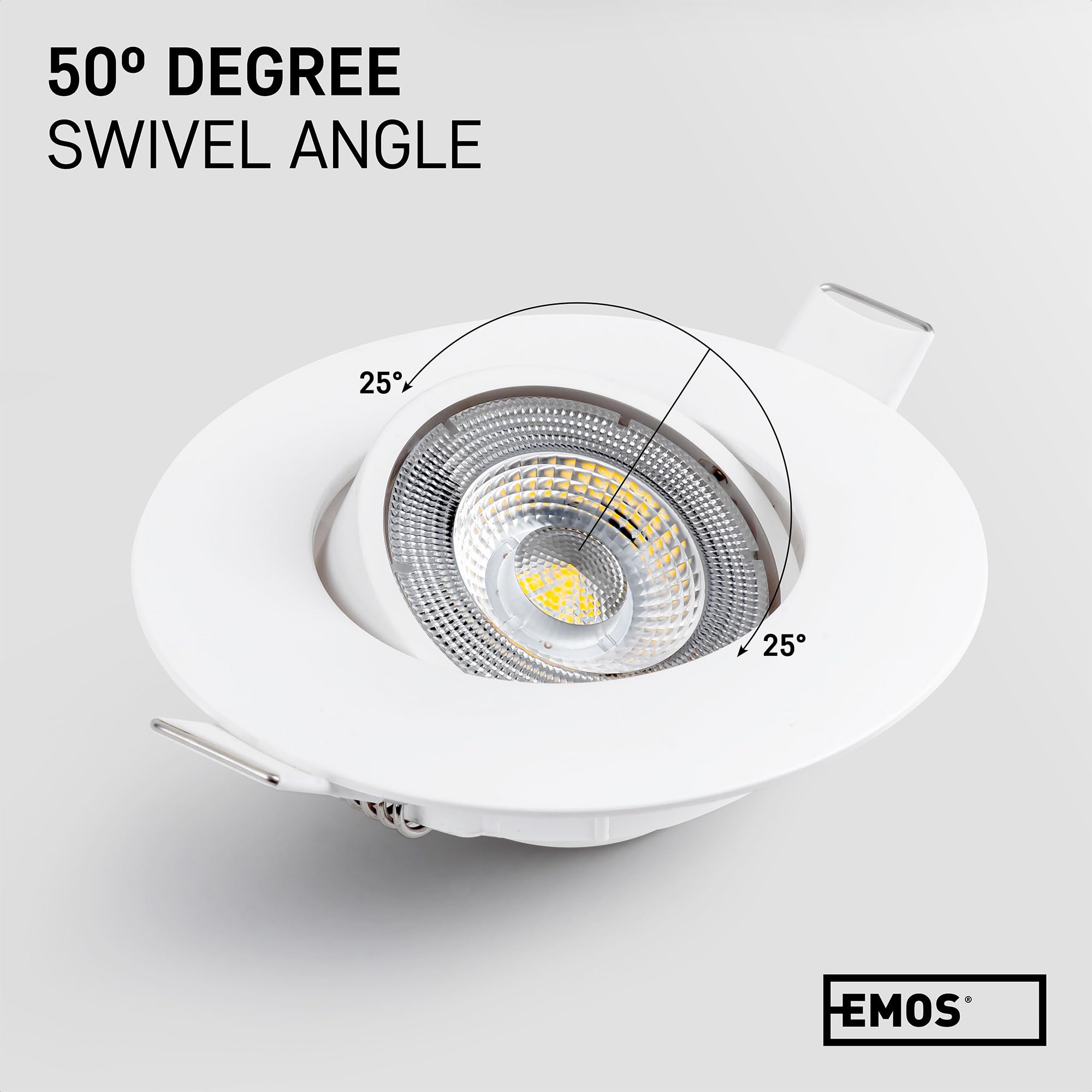 EMOS LED Spot Lights Ceiling Round 5W / 450lm, 4000K Neutral White | 50 Tilt Swivel Recessed Ceiling Lights, Ultra Slim | Pack of 12 Recessed LED