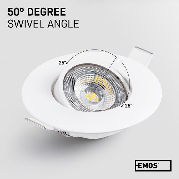 EMOS LED Spot Lights Ceiling Round 5W / 450lm, 4000K Neutral White | 50 Tilt Swivel Recessed Ceiling Lights, Ultra Slim | Pack of 12 Recessed LED