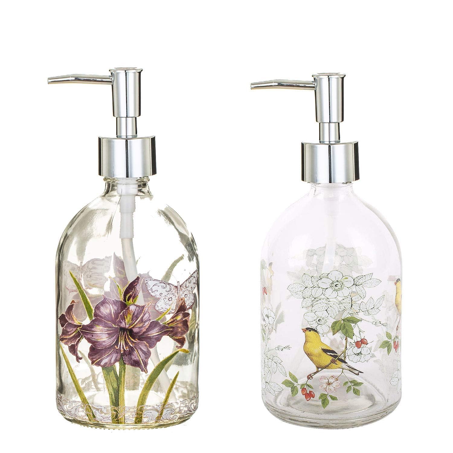 Topadorn 17oz Glass Soap and Lotion Dispenser Bottle with Rust Proof Plastic Pump Refillable Liquid Pump Bottle Great for Kitchen, Bath, Bathroom