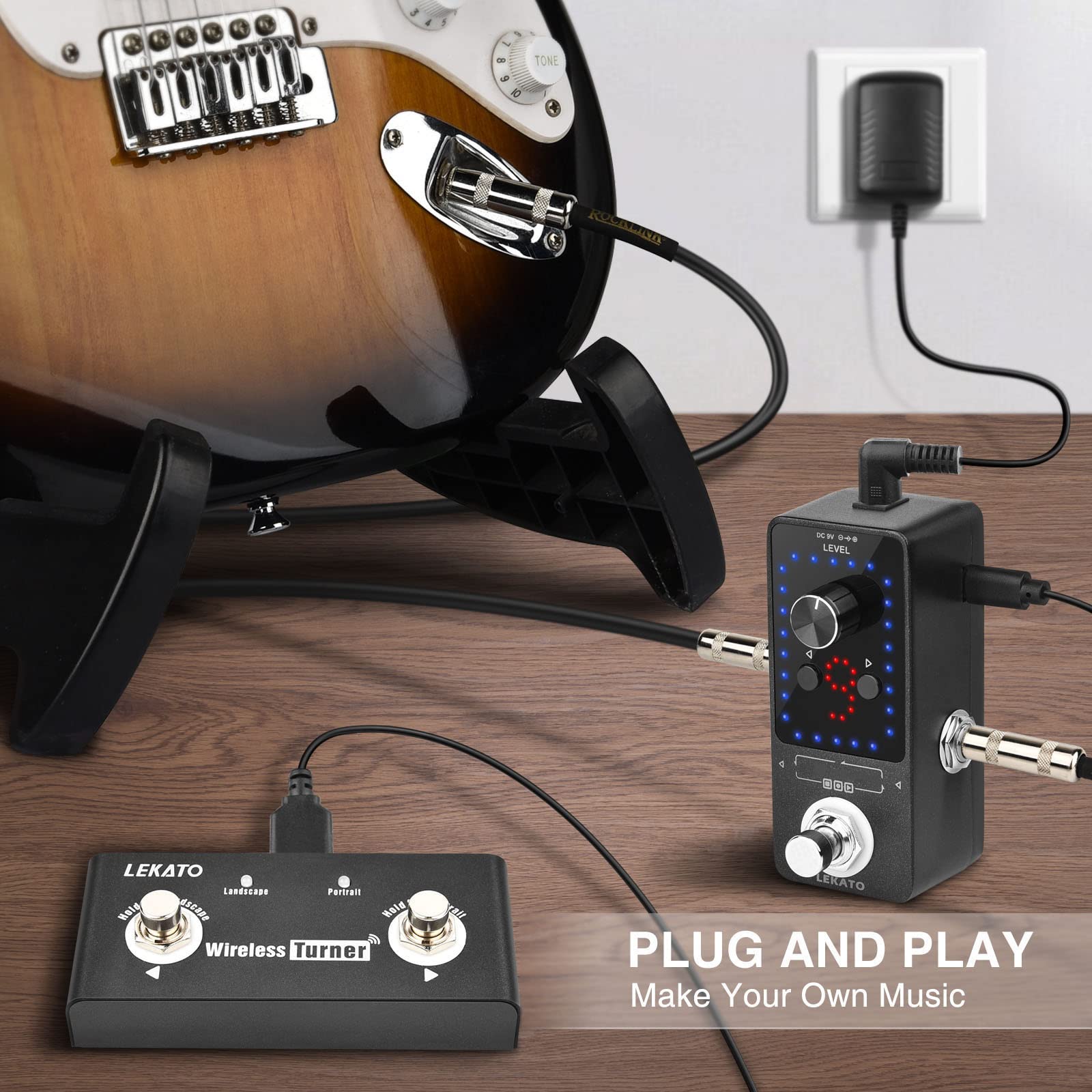 LEKATO Guitar Looper,Built-in Tuner,Bass Loop Effect Pedal(9 Loop Tracks,Max 40 Minutes Overdub Recording) Electric Guitar Loop Machine,Musicial Gears for Guitars/Bass/Keyboard/Drum