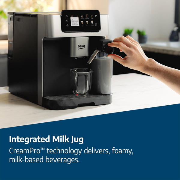 Beko Bean to Cup Coffee Espresso Machine CaffeExperto CEG7304X | Milk Jug | Colour Touch Screen Panel | 19 Bar Pressure, 2 Coffee Nozzles | Fully Automatic, Silver