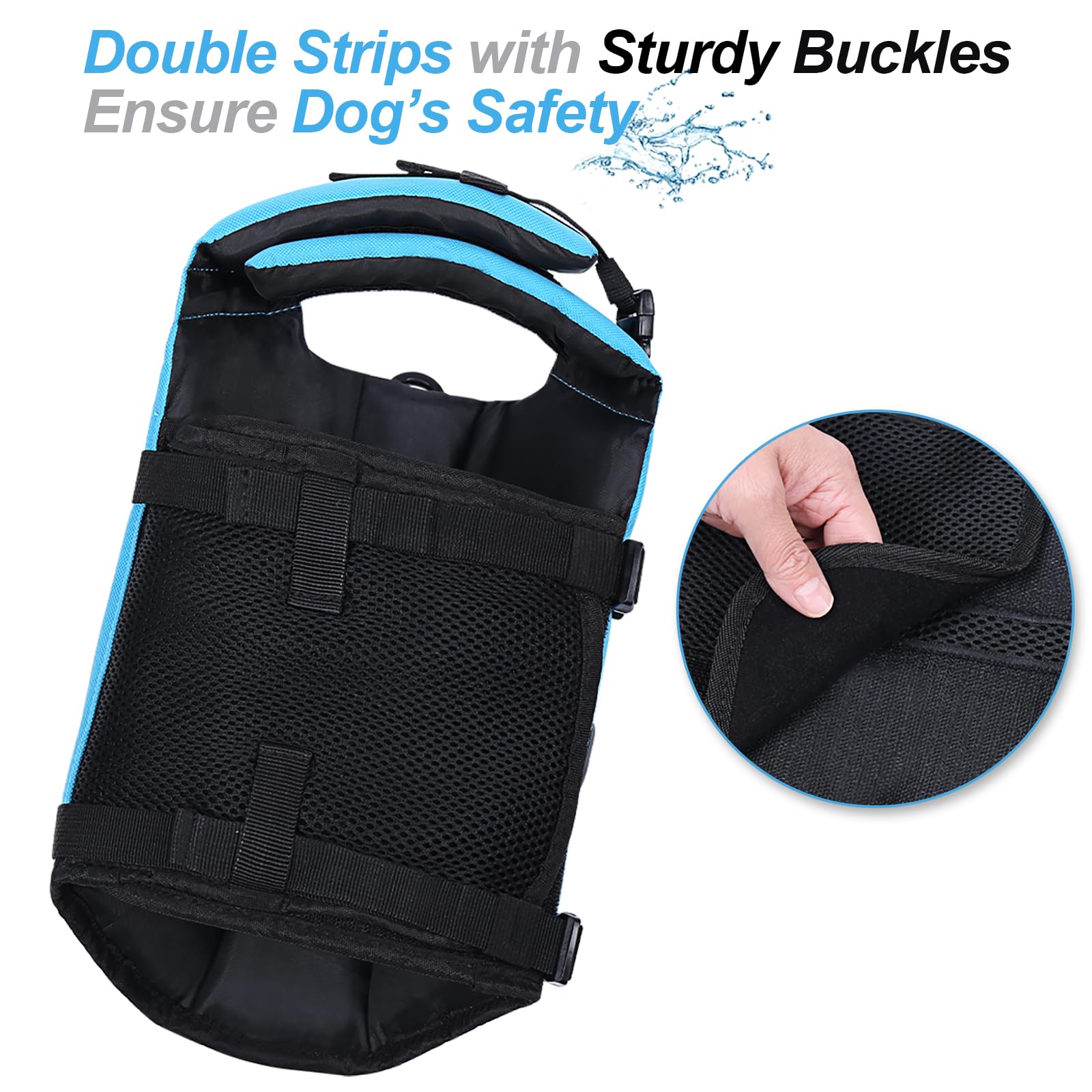 VIVAGLORY Front Float Dog Life Jacket, Dog Buoyancy Aid for Swimming & Boating, Life Vest with Chin Float & Handle, Ripstop & Buoyancy for Doggy, L, Yellow Grey