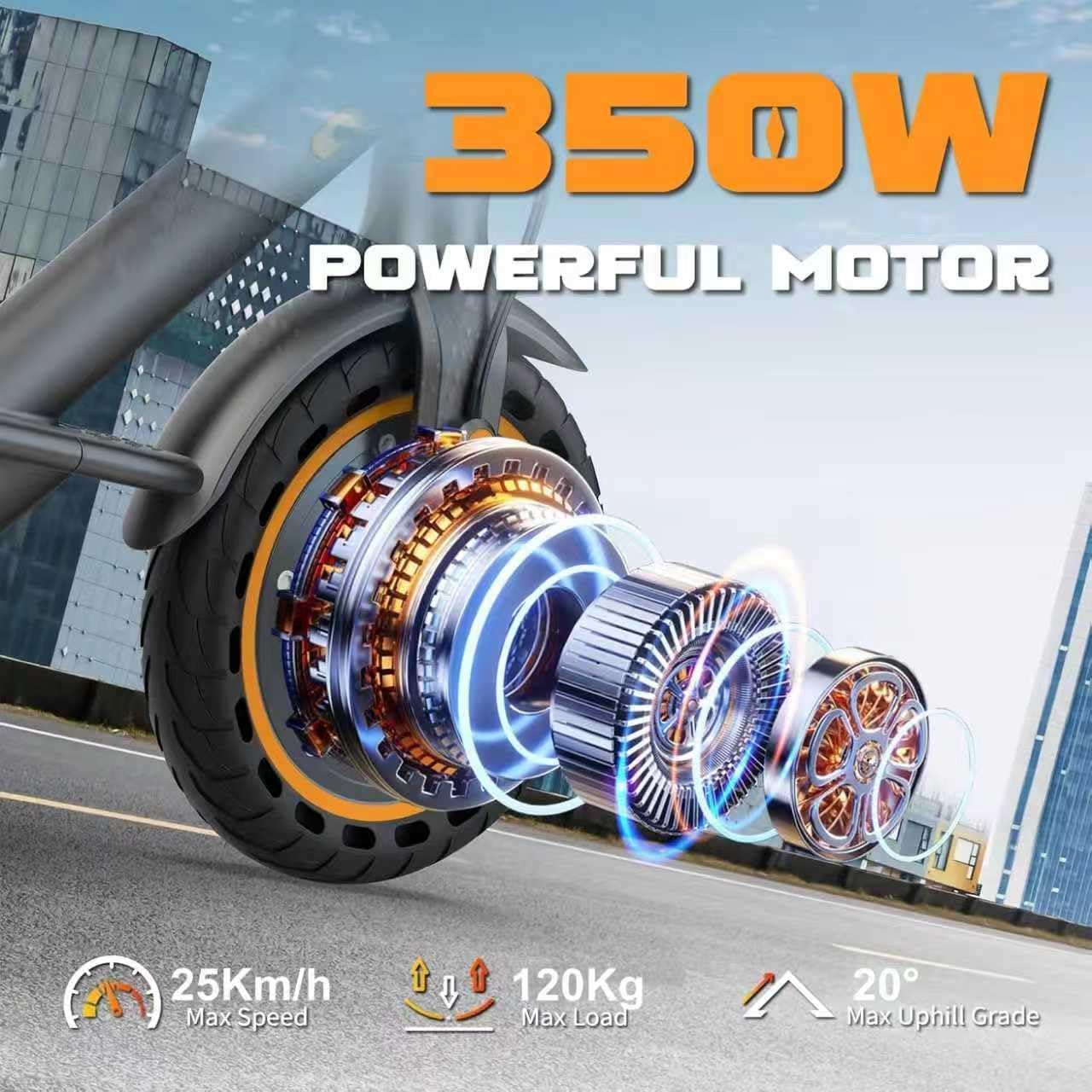 Electric Scooter, Electric Scooter Adult 350W with 25-35KM Range, Max Speed 25KM/H, 8.5" Solid Tire, Double Braking System for Adults and Teens