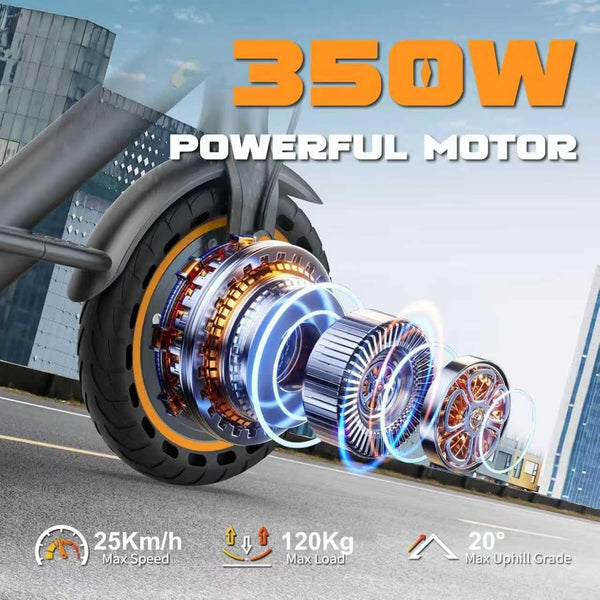Electric Scooter, Electric Scooter Adult 350W with 25-35KM Range, Max Speed 25KM/H, 8.5" Solid Tire, Double Braking System for Adults and Teens