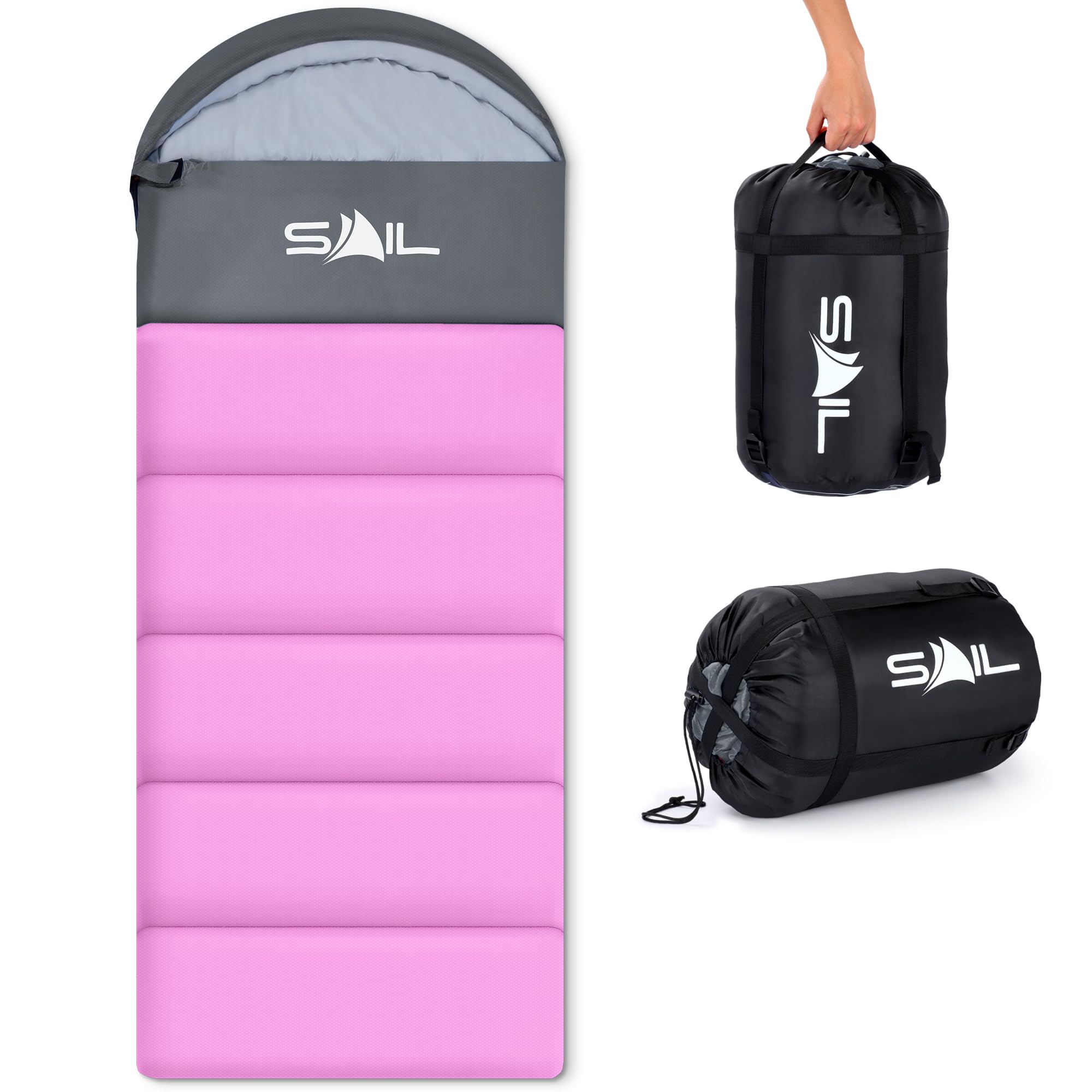 SAIL Sleeping Bag 3-4 Season Waterproof Indoor & Outdoor Use 1.3KG/2KG for Kids & Adults for Hiking, Backpacking and Camping