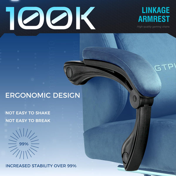 GTPLAYER Fabric Gaming Chair, Ergonomic Computer Chair with Footrest and Lumbar Support Height Adjustable Home Office with 360°-Swivel Seat and Headrest