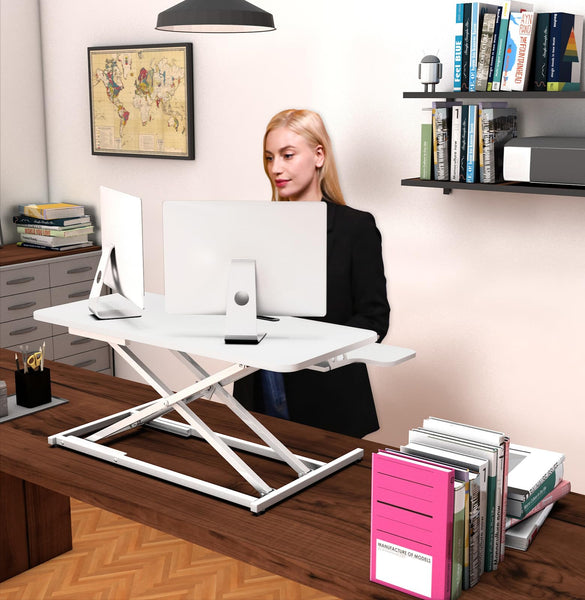 ERGOMAKER Standing Desk Converter, 36"/91cm Wide Height Adjustable Quick Sit to Stand Up Desk Riser for Dual Monitor