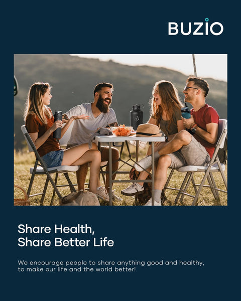 Stainless Steel Water Bottle 2L, BUZIO Vacuum Insulated Water Bottle with Straw Lid and Flex Cap Cold for 48 Hrs, Hot for 24 Hrs Double Wall Wide Mouth BPA Free Leak Proof, Black