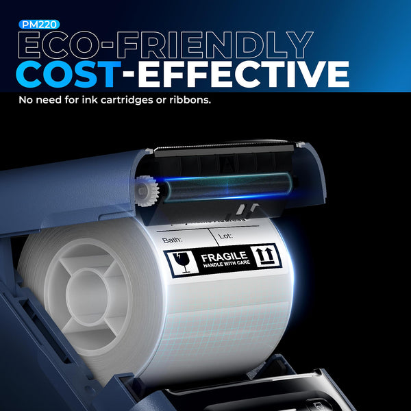 Nelko PM220 Bluetooth Thermal Label Printer, 2 Inch Portable Label Maker Machine for iOS & Android Phone, sticker printer for Clothing, Retail, Address, Barcode, Home, with 1 Roll 40x30mm（White）2 pack