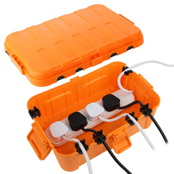 RESTMO Extra Large Waterproof Electrical Box, IP54 Weatherproof Outdoor Outlet Cover, Protect Outlet, Plug, Timer, Power Strip (Not Included), Holiday Light Decoration, 32 x 22 x 13 cm, Black