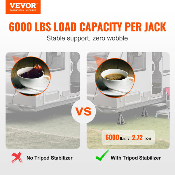 VEVOR RV Stabilizer Jacks, 4 Pack Aluminum RV Leveling Jacks, RV Stack Jacks for RV Travel Trailer Camper, Single Screw Jack Support up to 6000 Lbs, Adjustable from 11 inch to 17 inch