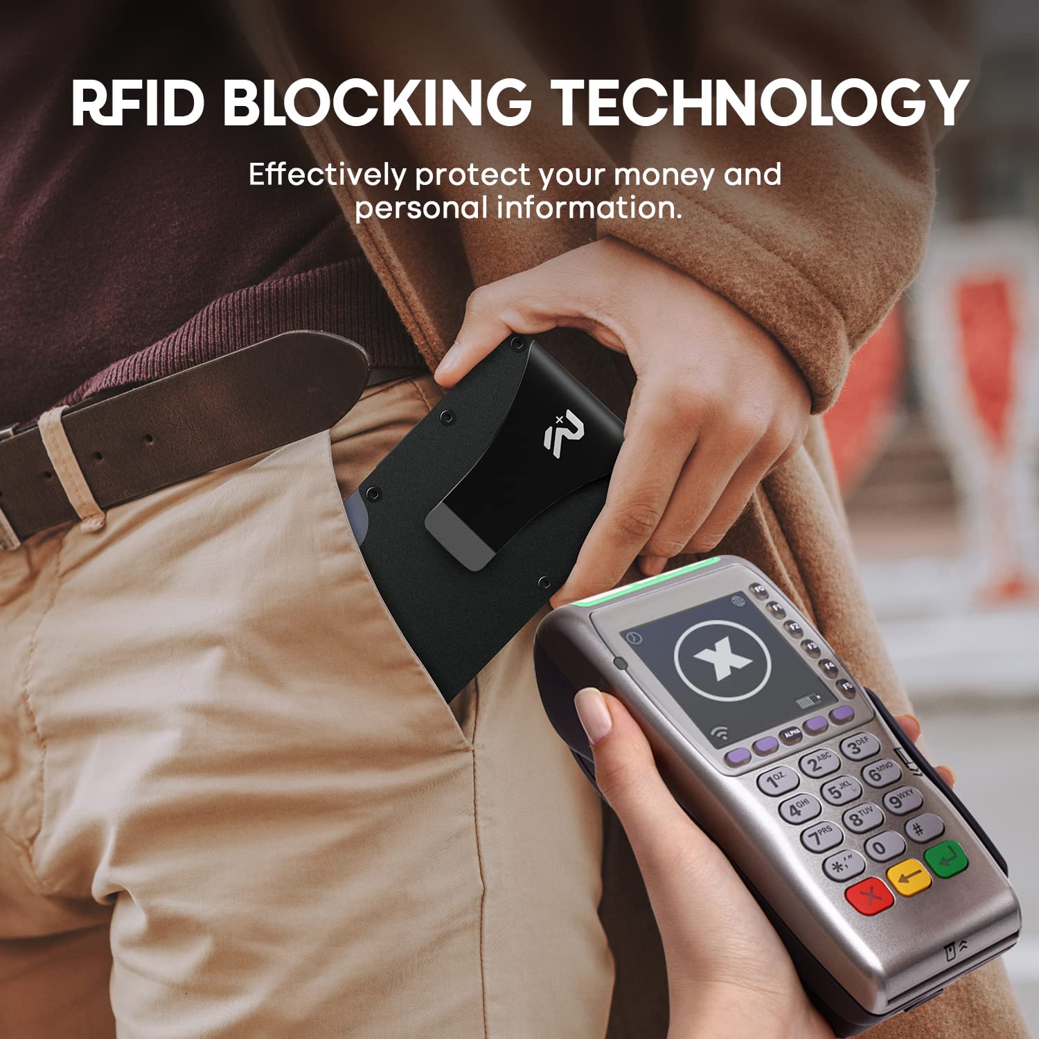 RealPlus Carbon Fiber Wallet, RFID Blocking Card Holder for Men, Minimalist Money Clip-Gifts for Men, Fathers, Boyfriends Birthday