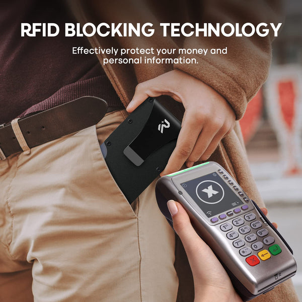 RealPlus Carbon Fiber Wallet, RFID Blocking Card Holder for Men, Minimalist Money Clip-Gifts for Men, Fathers, Boyfriends Birthday