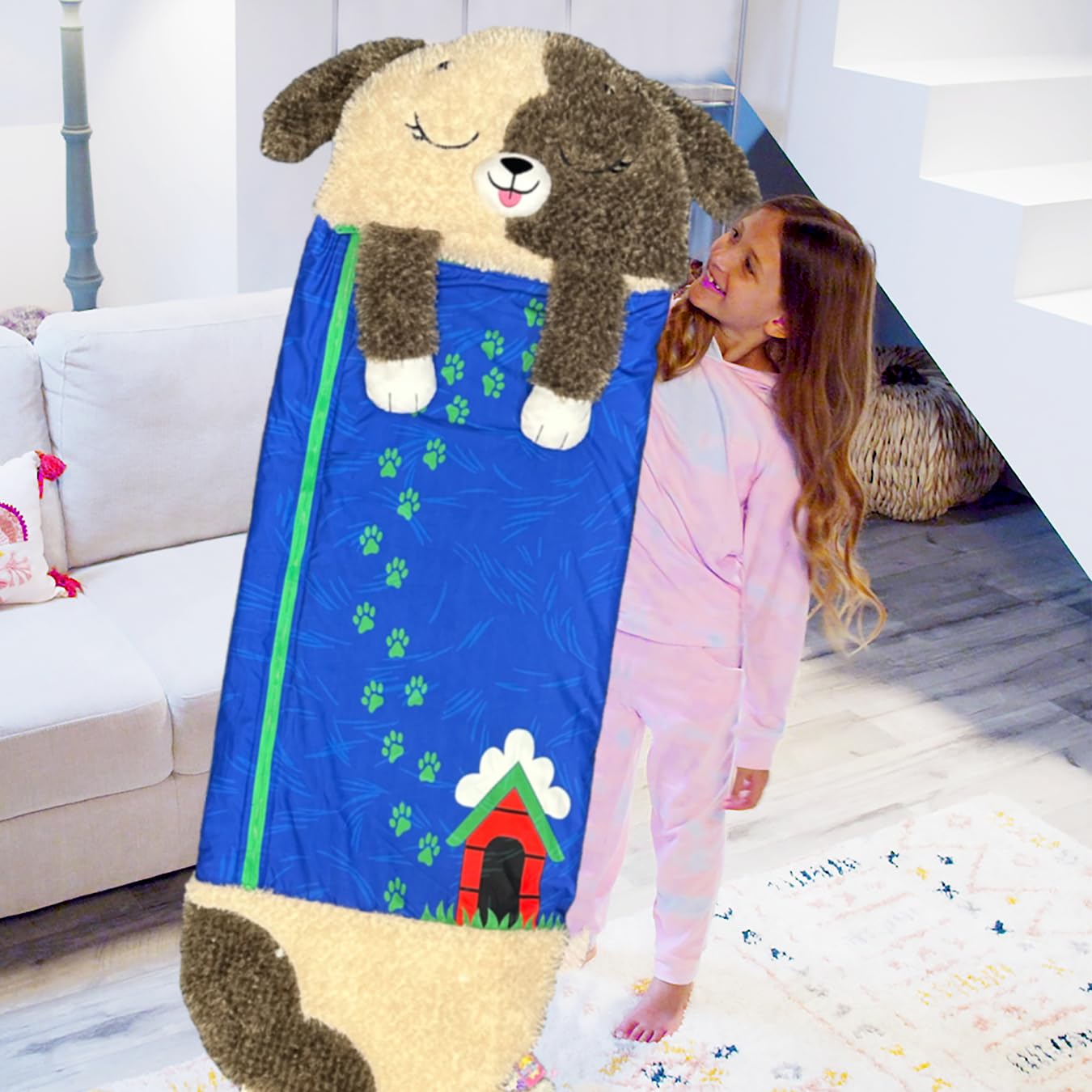Happy Nappers Kids Sleeping Bag - Plush Toy, Comfy Sleeping Bag & Fluffy Pillow All in One