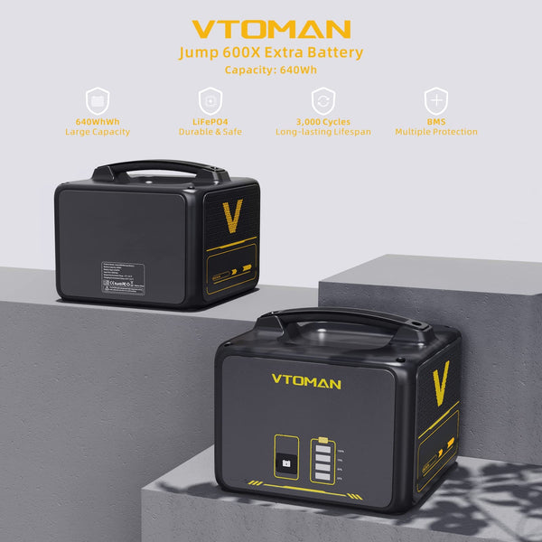 VTOMAN Jump 600X Portable Power Station 600W - 299Wh Solar Generator LiFePO4 Battery Power Station with 600W Pure Sine Wave (Surge 1200W) AC Outlet, PD 60W USB-C, 3x Regulated 12V/10A DC for Camping