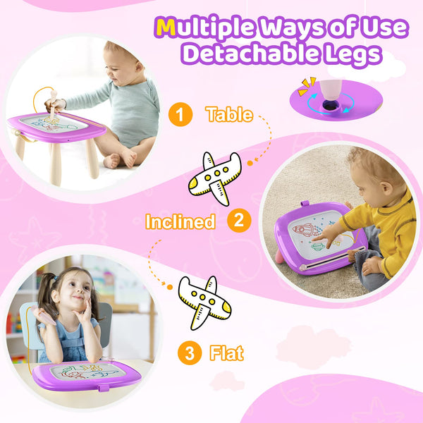 Kikidex Magnetic Drawing Board, Toddler Girl Toys for 1-2 Year Old, Doodle Board Pad Learning and Educational Toys for 1 2 3 Year Old Baby Kids Birthday Gift (Pink)